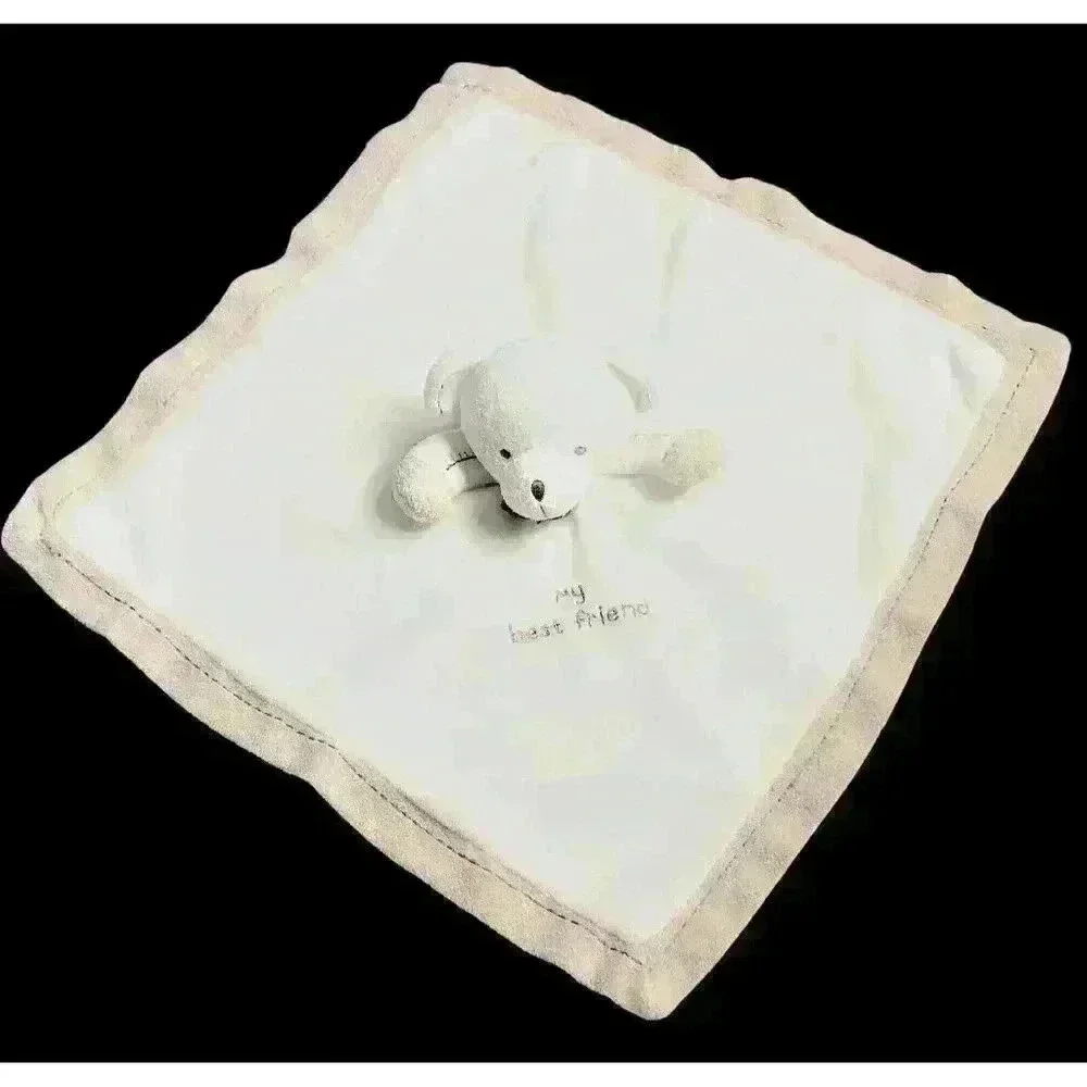 Carter's My Best Friend security blanket lovey rattle white beige 15 inches